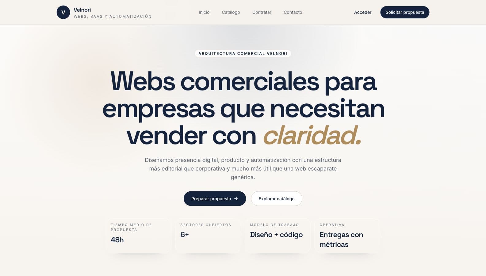 Captura del proyecto Velnoriweb: catálogo de webs demo: Webs premium + SaaS + automatización